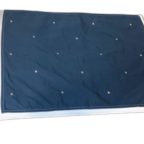 WEST ELM Navy Blue White Embroidered Stitching Nautical Pillow Sham Standard - Picture 2 of 8